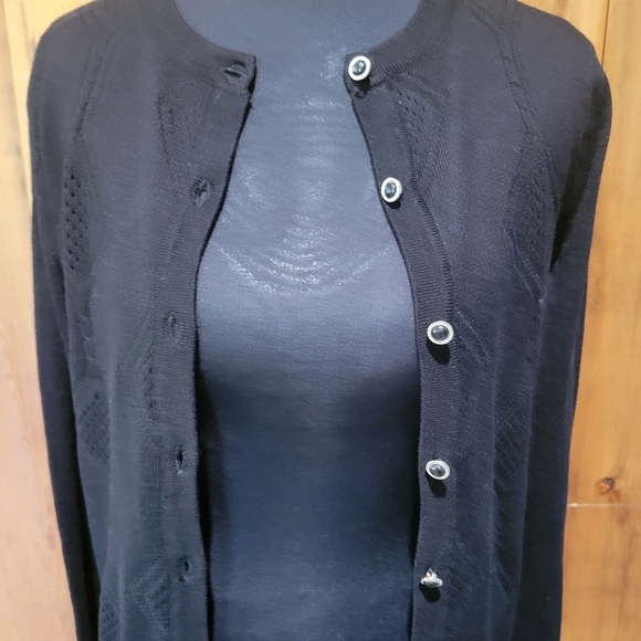 Black Button-Up Women's Sweater - Picture 4 of 13